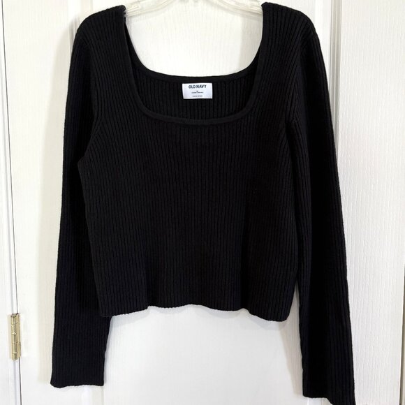 Old Navy Square Neck Rib Knit Cozy Sweater Pullover Long Sleeve Black Size XL - Picture 3 of 5